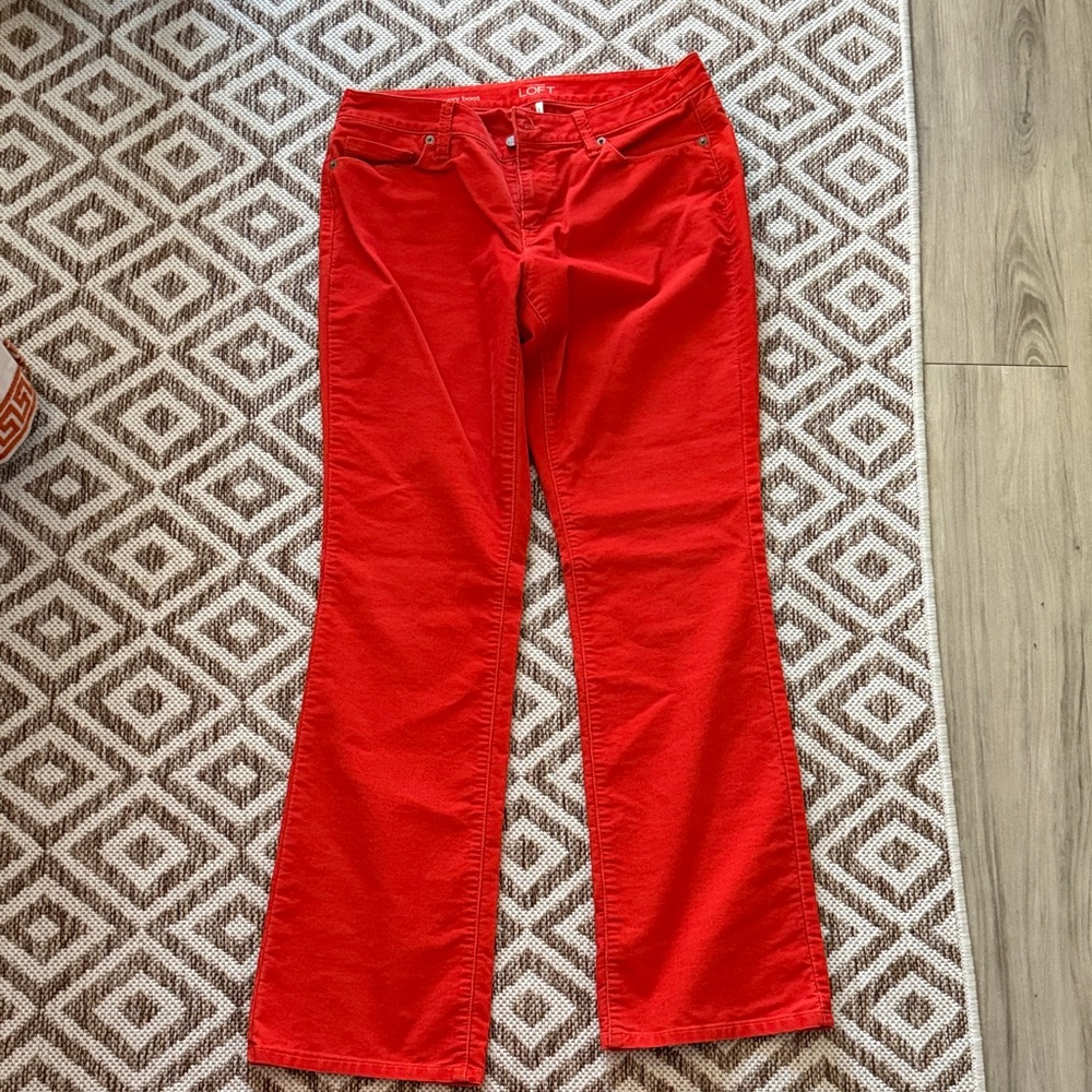 LOFT Women's Vibrant ORANGE Flare Pants